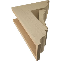 Ekena Millwork - BKTUR0554X14X18MRC01RCPR - Timberthane Faux Wood Merced Style Bracket w/ Offset Brace, Traditional Ends, 5 1/2"W x 14"D x 18"H, Primed Tan