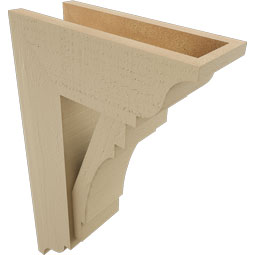 Ekena Millwork - BKTUR0554X14X22MRC01RCPR - Timberthane Faux Wood Merced Style Bracket w/ Offset Brace, Traditional Ends, 5 1/2"W x 14"D x 22"H, Primed Tan