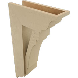 Ekena Millwork - BKTUR0554X14X26MRC01RCPR - Timberthane Faux Wood Merced Style Bracket w/ Offset Brace, Traditional Ends, 5 1/2"W x 14"D x 26"H, Primed Tan