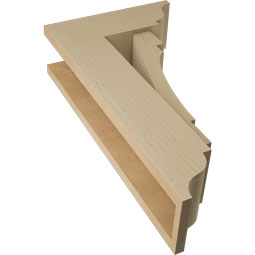 Ekena Millwork - BKTUR0554X14X26MRC01RCPR - Timberthane Faux Wood Merced Style Bracket w/ Offset Brace, Traditional Ends, 5 1/2"W x 14"D x 26"H, Primed Tan