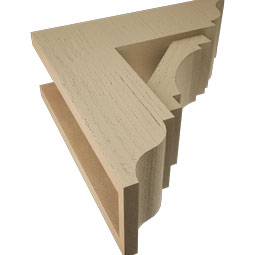 Ekena Millwork - BKTUR0554X16X16MRC01RCPR - Timberthane Faux Wood Merced Style Bracket w/ Offset Brace, Traditional Ends, 5 1/2"W x 16"D x 16"H, Primed Tan