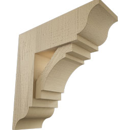 Ekena Millwork - BKTUR0554X16X16MRC01RCPR - Timberthane Faux Wood Merced Style Bracket w/ Offset Brace, Traditional Ends, 5 1/2"W x 16"D x 16"H, Primed Tan