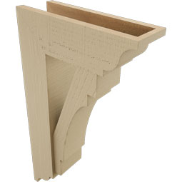 Ekena Millwork - BKTUR0554X16X28MRC01RCPR - Timberthane Faux Wood Merced Style Bracket w/ Offset Brace, Traditional Ends, 5 1/2"W x 16"D x 28"H, Primed Tan