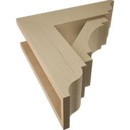 Ekena Millwork - BKTUR0554X18X18MRC01RCPR - Timberthane Faux Wood Merced Style Bracket w/ Offset Brace, Traditional Ends, 5 1/2"W x 18"D x 18"H, Primed Tan