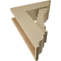 Ekena Millwork - BKTUR0554X18X22MRC01RCPR - Timberthane Faux Wood Merced Style Bracket w/ Offset Brace, Traditional Ends, 5 1/2"W x 18"D x 22"H, Primed Tan