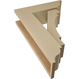 Ekena Millwork - BKTUR0554X18X26MRC01RCPR - Timberthane Faux Wood Merced Style Bracket w/ Offset Brace, Traditional Ends, 5 1/2"W x 18"D x 26"H, Primed Tan