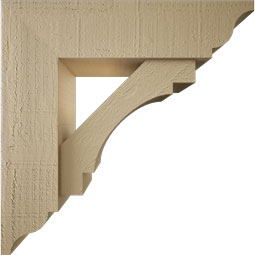 Ekena Millwork - BKTUR0554X20X20MRC01RCPR - Timberthane Faux Wood Merced Style Bracket w/ Offset Brace, Traditional Ends, 5 1/2"W x 20"D x 20"H, Primed Tan