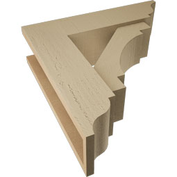 Ekena Millwork - BKTUR0554X20X20MRC01RCPR - Timberthane Faux Wood Merced Style Bracket w/ Offset Brace, Traditional Ends, 5 1/2"W x 20"D x 20"H, Primed Tan