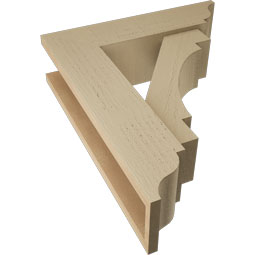 Ekena Millwork - BKTUR0554X20X24MRC01RCPR - Timberthane Faux Wood Merced Style Bracket w/ Offset Brace, Traditional Ends, 5 1/2"W x 20"D x 24"H, Primed Tan