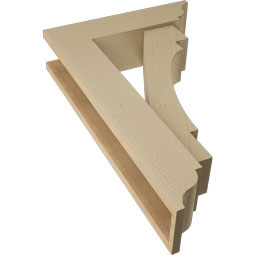 Ekena Millwork - BKTUR0554X20X32MRC01RCPR - Timberthane Faux Wood Merced Style Bracket w/ Offset Brace, Traditional Ends, 5 1/2"W x 20"D x 32"H, Primed Tan