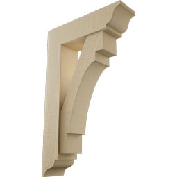 Ekena Millwork - BKTUR0554X20X32MRC01RCPR - Timberthane Faux Wood Merced Style Bracket w/ Offset Brace, Traditional Ends, 5 1/2"W x 20"D x 32"H, Primed Tan