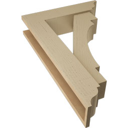 Ekena Millwork - BKTUR0554X22X34MRC01RCPR - Timberthane Faux Wood Merced Style Bracket w/ Offset Brace, Traditional Ends, 5 1/2"W x 22"D x 34"H, Primed Tan