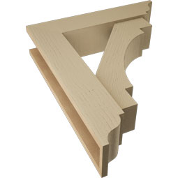 Ekena Millwork - BKTUR0554X24X28MRC01RCPR - Timberthane Faux Wood Merced Style Bracket w/ Offset Brace, Traditional Ends, 5 1/2"W x 24"D x 28"H, Primed Tan