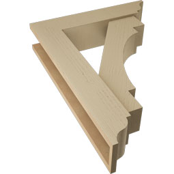 Ekena Millwork - BKTUR0554X24X32MRC01RCPR - Timberthane Faux Wood Merced Style Bracket w/ Offset Brace, Traditional Ends, 5 1/2"W x 24"D x 32"H, Primed Tan