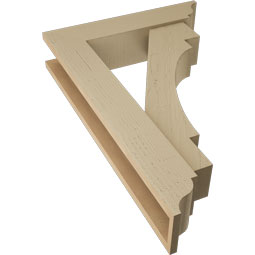 Ekena Millwork - BKTUR0554X24X36MRC01RCPR - Timberthane Faux Wood Merced Style Bracket w/ Offset Brace, Traditional Ends, 5 1/2"W x 24"D x 36"H, Primed Tan