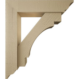 Ekena Millwork - BKTUR0554X26X30MRC01RCPR - Timberthane Faux Wood Merced Style Bracket w/ Offset Brace, Traditional Ends, 5 1/2"W x 26"D x 30"H, Primed Tan
