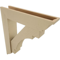Ekena Millwork - BKTUR0554X26X30MRC01RCPR - Timberthane Faux Wood Merced Style Bracket w/ Offset Brace, Traditional Ends, 5 1/2"W x 26"D x 30"H, Primed Tan