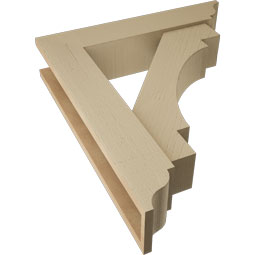 Ekena Millwork - BKTUR0554X26X30MRC01RCPR - Timberthane Faux Wood Merced Style Bracket w/ Offset Brace, Traditional Ends, 5 1/2"W x 26"D x 30"H, Primed Tan