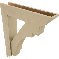 Ekena Millwork - BKTUR0554X26X34MRC01RCPR - Timberthane Faux Wood Merced Style Bracket w/ Offset Brace, Traditional Ends, 5 1/2"W x 26"D x 34"H, Primed Tan