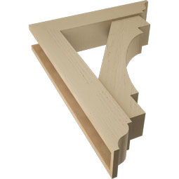 Ekena Millwork - BKTUR0554X26X34MRC01RCPR - Timberthane Faux Wood Merced Style Bracket w/ Offset Brace, Traditional Ends, 5 1/2"W x 26"D x 34"H, Primed Tan