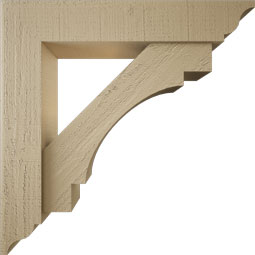 Ekena Millwork - BKTUR0554X28X28MRC01RCPR - Timberthane Faux Wood Merced Style Bracket w/ Offset Brace, Traditional Ends, 5 1/2"W x 28"D x 28"H, Primed Tan