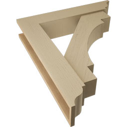 Ekena Millwork - BKTUR0554X28X32MRC01RCPR - Timberthane Faux Wood Merced Style Bracket w/ Offset Brace, Traditional Ends, 5 1/2"W x 28"D x 32"H, Primed Tan