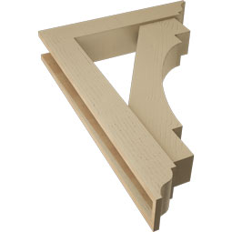 Ekena Millwork - BKTUR0554X28X40MRC01RCPR - Timberthane Faux Wood Merced Style Bracket w/ Offset Brace, Traditional Ends, 5 1/2"W x 28"D x 40"H, Primed Tan