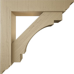 Ekena Millwork - BKTUR0554X30X30MRC01RCPR - Timberthane Faux Wood Merced Style Bracket w/ Offset Brace, Traditional Ends, 5 1/2"W x 30"D x 30"H, Primed Tan