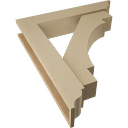 Ekena Millwork - BKTUR0554X30X34MRC01RCPR - Timberthane Faux Wood Merced Style Bracket w/ Offset Brace, Traditional Ends, 5 1/2"W x 30"D x 34"H, Primed Tan