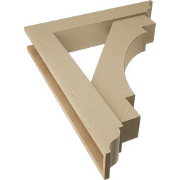 Ekena Millwork - BKTUR0554X30X36MRC01RCPR - Timberthane Faux Wood Merced Style Bracket w/ Offset Brace, Traditional Ends, 5 1/2"W x 30"D x 36"H, Primed Tan