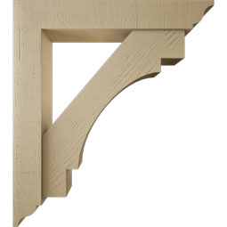 Ekena Millwork - BKTUR0554X32X36MRC01RCPR - Timberthane Faux Wood Merced Style Bracket w/ Offset Brace, Traditional Ends, 5 1/2"W x 32"D x 36"H, Primed Tan