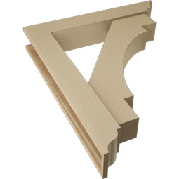 Ekena Millwork - BKTUR0554X32X38MRC01RCPR - Timberthane Faux Wood Merced Style Bracket w/ Offset Brace, Traditional Ends, 5 1/2"W x 32"D x 38"H, Primed Tan