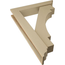 Ekena Millwork - BKTUR0554X32X44MRC01RCPR - Timberthane Faux Wood Merced Style Bracket w/ Offset Brace, Traditional Ends, 5 1/2"W x 32"D x 44"H, Primed Tan