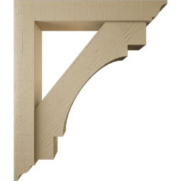 Ekena Millwork - BKTUR0554X34X40MRC01RCPR - Timberthane Faux Wood Merced Style Bracket w/ Offset Brace, Traditional Ends, 5 1/2"W x 34"D x 40"H, Primed Tan