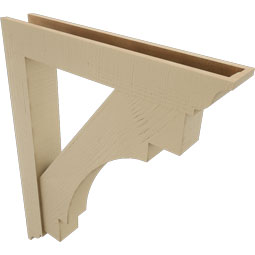 Ekena Millwork - BKTUR0554X34X42MRC01RCPR - Timberthane Faux Wood Merced Style Bracket w/ Offset Brace, Traditional Ends, 5 1/2"W x 34"D x 42"H, Primed Tan
