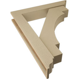 Ekena Millwork - BKTUR0554X34X42MRC01RCPR - Timberthane Faux Wood Merced Style Bracket w/ Offset Brace, Traditional Ends, 5 1/2"W x 34"D x 42"H, Primed Tan