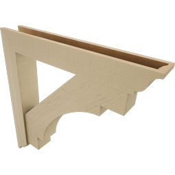 Ekena Millwork - BKTUR0554X36X36MRC01RCPR - Timberthane Faux Wood Merced Style Bracket w/ Offset Brace, Traditional Ends, 5 1/2"W x 36"D x 36"H, Primed Tan