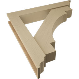 Ekena Millwork - BKTUR0554X36X36MRC01RCPR - Timberthane Faux Wood Merced Style Bracket w/ Offset Brace, Traditional Ends, 5 1/2"W x 36"D x 36"H, Primed Tan
