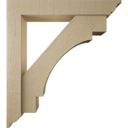 Ekena Millwork - BKTUR0554X36X40MRC01RCPR - Timberthane Faux Wood Merced Style Bracket w/ Offset Brace, Traditional Ends, 5 1/2"W x 36"D x 40"H, Primed Tan