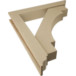 Ekena Millwork - BKTUR0554X36X40MRC01RCPR - Timberthane Faux Wood Merced Style Bracket w/ Offset Brace, Traditional Ends, 5 1/2"W x 36"D x 40"H, Primed Tan