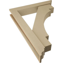 Ekena Millwork - BKTUR0554X36X48MRC01RCPR - Timberthane Faux Wood Merced Style Bracket w/ Offset Brace, Traditional Ends, 5 1/2"W x 36"D x 48"H, Primed Tan