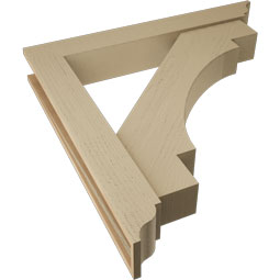 Ekena Millwork - BKTUR0554X38X38MRC01RCPR - Timberthane Faux Wood Merced Style Bracket w/ Offset Brace, Traditional Ends, 5 1/2"W x 38"D x 38"H, Primed Tan