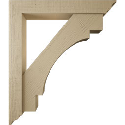 Ekena Millwork - BKTUR0554X38X44MRC01RCPR - Timberthane Faux Wood Merced Style Bracket w/ Offset Brace, Traditional Ends, 5 1/2"W x 38"D x 44"H, Primed Tan