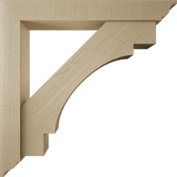 Ekena Millwork - BKTUR0554X40X40MRC01RCPR - Timberthane Faux Wood Merced Style Bracket w/ Offset Brace, Traditional Ends, 5 1/2"W x 40"D x 40"H, Primed Tan