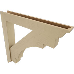 Ekena Millwork - BKTUR0554X40X40MRC01RCPR - Timberthane Faux Wood Merced Style Bracket w/ Offset Brace, Traditional Ends, 5 1/2"W x 40"D x 40"H, Primed Tan