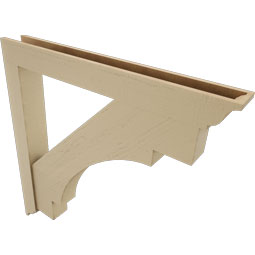 Ekena Millwork - BKTUR0554X46X46MRC01RCPR - Timberthane Faux Wood Merced Style Bracket w/ Offset Brace, Traditional Ends, 5 1/2"W x 46"D x 46"H, Primed Tan