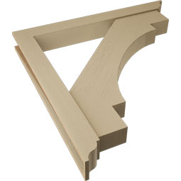 Ekena Millwork - BKTUR0554X48X48MRC01RCPR - Timberthane Faux Wood Merced Style Bracket w/ Offset Brace, Traditional Ends, 5 1/2"W x 48"D x 48"H, Primed Tan
