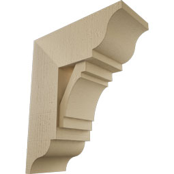 Ekena Millwork - BKTUR0756X18X22MRC01RCPR - Timberthane Faux Wood Merced Style Bracket w/ Offset Brace, Traditional Ends, 7 1/2"W x 18"D x 22"H, Primed Tan