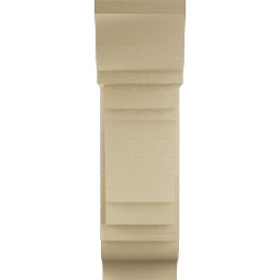 Ekena Millwork - BKTUR0756X18X26MRC01RCPR - Timberthane Faux Wood Merced Style Bracket w/ Offset Brace, Traditional Ends, 7 1/2"W x 18"D x 26"H, Primed Tan