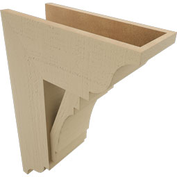 Ekena Millwork - BKTUR0756X18X26MRC01RCPR - Timberthane Faux Wood Merced Style Bracket w/ Offset Brace, Traditional Ends, 7 1/2"W x 18"D x 26"H, Primed Tan